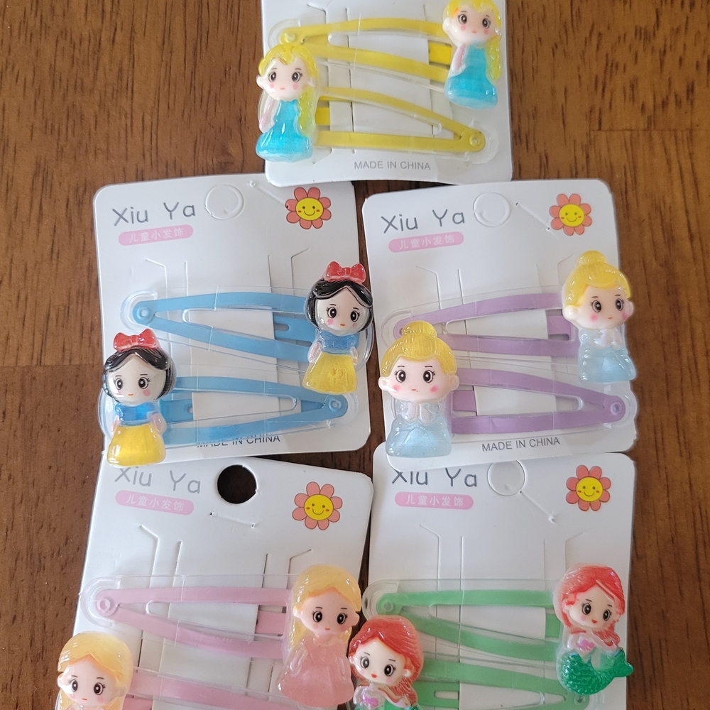 Princess Barrettes-5 Pairs